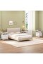 Modern Nightstand with Open Shelf, White Bedside Table, Sturdy End Table for Living Room, 2-Fabric Drawer Bedroom Night Stand Furniture - 3