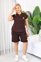 Plus Size Shorts Set with Crest Detail - 4