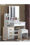 Makeup Vanity Desk with Mirror & Lights, Vanity Table and Chair Set with 4 Drawers & Hidden Storage Shelves, Dressing Table for Bedroom, Women Girls Gift (White, SZZ008LED) - 3