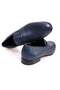 Dark Blue Color Laceless Genuine Leather Leather Sole Men's Shoes - 2
