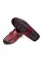Burgundy Color Laceless Genuine Leather Men's Shoes - 3