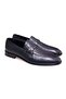 Dark Blue Color Laceless Genuine Leather Leather Sole Men's Shoes
