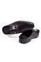 Black Color Laceless Genuine Leather Men's Half Shoes - 2
