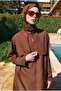 Windbreaker Detailed Long Swimming Suit Brown - 2