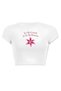 Women's White to Be Loved Pink Lily Flower Printed Crop T-Shirt Baby Tee - 2