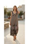 Rose Patterned Shoulder Tie 100% Linen Jumpsuit