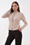 Women's Stand Collar Front Ruffle Detailed Button Closure Knitwear Cardigan 265160 - - 5
