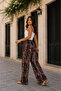 Viscose Basic High Waist Wide Leg Lace-Up Women's Trousers Dasanli - 2