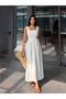 White Square Neck Strap Long Summer Dress 8148 - 2