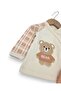 Baby Boy Hat, Teddy Bear Embroidery, Plaid Pattern, Newborn 0-3 Months, 100% Cotton, 3-Piece Bodysuit Set - 6