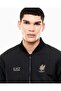 Men's Regular Fit Logo Printed Striped Bomber Black Jacket - 3