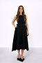 Black Asymmetrical Hem Atlas Dress