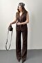 Brown Suede Vest and Pants Set - 3