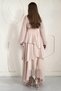 Beige Stand Collar Waist Detail Dress - 5