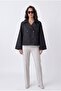 Basic Buttoned Double-Breasted Collar Black Trench Coat - 7