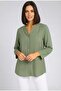 Women's 100% Cotton Buttoned, Embroidery Detailed Long Sleeve Relaxed Cut Shirt 1117 - 2
