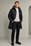 Men's Black Water and Wind-Resistant Hooded, Lined Long Winter Puffer Coat & Parka - 3