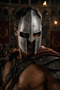 Halloween Gladiator Mask Antique Silver Roman Warrior Costume Halloween Party Face Accessory - 2