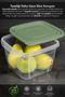 6-Piece Square Food Storage Container - Microwave Safe Vegetable Organizer Kitchen Organizer 1900ml Green - 2