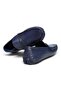 Dark Blue Color Laceless Genuine Leather Men's Shoes - 2