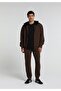 Regular Fit Hooded Plain Men's Brown Sweatshirt - 3