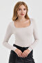 Women's Beige Square Neck Slim Fit Ultra Soft Flexible Lycra Cotton Basic Body&Blouse