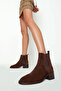 Women's Brown Suede Leather Chelsea Boots Wf170014Ds - 2