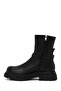 Women's Black Zippered Thick Soled Leather Boots Wf190074Dv - 3