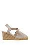 Women's Beige Shiny Wedge Heeled Espadrille 26Sfd20676F