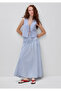Women's Light Blue Cotton Blend Tie-Front Vest - 3