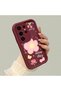 Samsung Galaxy S25 Ultra Compatible Case Camera Protector Floral Pattern Burgundy Lover Couple Silicone Phone Case - 2