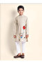 Boys Beige Cotton Kurta with Printed Design - 5