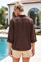 Brown Shirt Collar Short Sleeve Buttoned Mesh Pocket Belted Waist Embroidered Cotton Woven Jacket 53 60 - 8