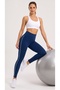 Women's High Waist Gathering Sports Leggings with Side Stripe Detail – Stretchy Long Fitness Leggings - 3