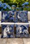 Authentic Patterned Horse and Peacock Patterned Set of 4 Throw Pillow Covers