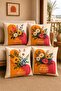 Flowers in a Vase Patterned 4-Piece Throw Pillow Cover Set