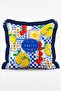 Amalfi Lemon, Sardine and Lobster Patterned 4-Piece Fringed Throw Pillow Cover Set - 6