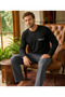 Men's Long Sleeve Pocket Detailed 100% Cotton Pajama Set