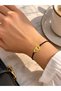 Steel Apparatus Gold Double Heart Figured Adjustable Bracelet