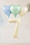 7 Years Old Retro Blue Green Cream Heart Foil Balloon Set Set44 7 Years Old