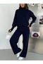 Women's Knitwear Double Set Turtleneck Long Sleeve Sweater Spanish Flared Pants Stylish Casual Combination