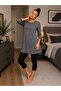 Women's Anthracite Capri Sleeve Cotton Crew Neck Combed Tunic Ysn-1