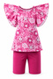 Flounce Detail on the Sleeves, Top and Bottom Two-Piece Girls' Swimsuit 1171-181 Fuchsia02 - 4