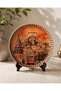 25 cm large size istanbul themed copper coffee presentation tray and decorative plate - handcrafted - 3