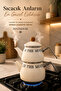 Cream Enamel Teapot Set 1 L Teapot + 2 L Lower Container Black Inner Surface - 3