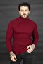 Men's Burgundy Turtleneck Striped Slim Fit Knitted Sweater2100015