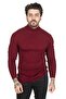 Men's Burgundy Turtleneck Striped Slim Fit Knitted Sweater2100015 - 5