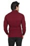 Men's Burgundy Turtleneck Striped Slim Fit Knitted Sweater2100015 - 6