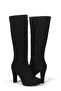 Women's Genuine Black Suede Hidden Platform Zippered Boots Krvn701 - 3