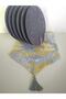 Placemat Set Yellow Coral Patterned Runner (6 Gray Plates)